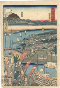 Kyosai / Scenes of Famous Places along the Tokaido Road / Tsukishimadera Temple in Hyogo [東海道名所之内　兵庫築嶋寺]