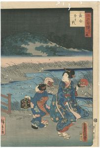 Toyokuni III, Hiroshige II / 36 Famous and Interesting Things in Edo / Fireflies at Ochiai [江戸自慢三十六興　落合　ほたる]