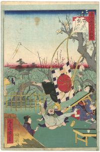 Ikkei / 36 Humorous Views of Tokyo / The Plum Garden at Kameido [東京名所三十六戯撰　亀戸梅やしき]
