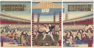 Yoshiyuki / Raiden Wrestling with Kumagatake [雷電・熊ヶ嶽取組図]