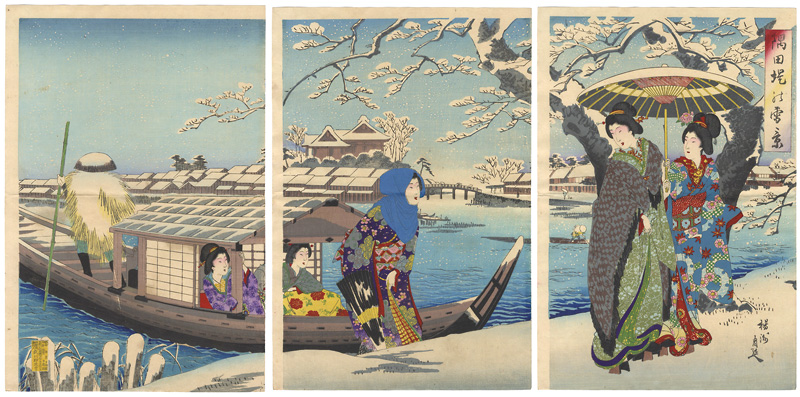 Chikanobu “Sumida River Bank in Snow”