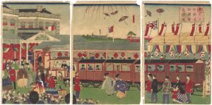Hiroshige III / Shinbashi Station Opening Ceremony [東京汐留鉄道御開業祭礼図]