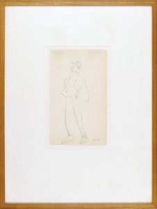 自筆画　ポケットに手をつっこんでいる男