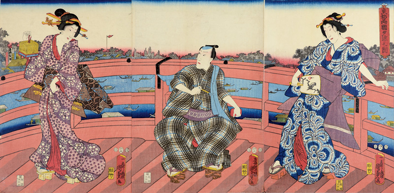 Kunisada II “Enjoying the Evening Cool on the Ryogoku Bridge”