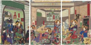 Yoshiiku / Picture of the Bathroom at Kinoene-ya House	 [江戸町二丁目甲子屋浴室之図]