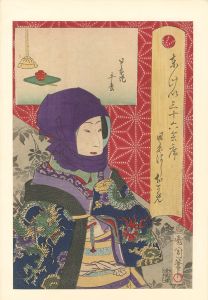 Kunichika / 36 Tokyo Restaurants / The Hiramatsu Restaurant in Nihonzutsumi, with the Geisha Okame of Nihonbashi [東京三十六会席 日本はし おかめ - 日本堤 平松]