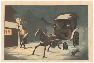 Kiyochika / Pictures of Famous Places in Tokyo / Night Snow at Honchodori  [東京名所図　本町通夜雪]
