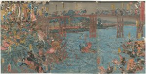 Yoshitora / The Great Battle of the Uji River, on the 16th Day of the First Month, 1184 [寿永三年正月十六日　宇治川大合戦図]