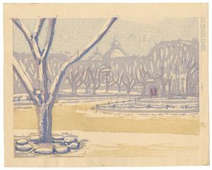 Fujimori Shizuo / 100 Views of New Tokyo / Tokyo National Museum Hyokeikan in in Spring Snow