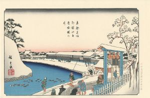 Hiroshige I / Famous Views of Ｔhe Eastern Capital / Precincts of Kameido Tenmangu in Ｓnow【Reproduction】 [東都名所　外桜田弁慶堀桜の井【復刻版】]