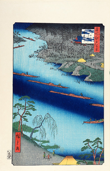 Hiroshige I “100 Famous Views of Edo  / Kawaguchi Ferry,Zenko-ji 【Reproduction】”