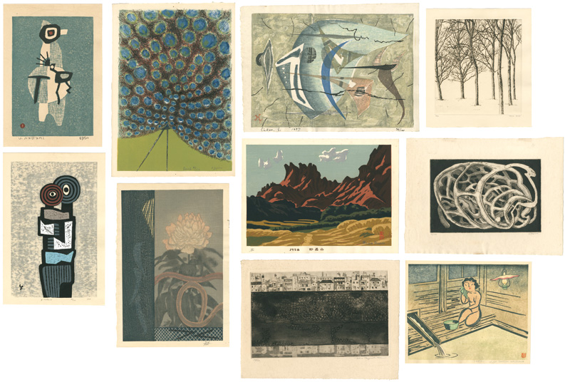 Azechi Umetaro,Izumi Shigeru,Komai Tetsuro,Nakao Yoshitaka,Hagiwara Hideo,Maekawa Senpan,Maeda Masao,Miyashita Tokio,Yamaguchi Gen “Collections of Japan's Modern & Famed Print Art”