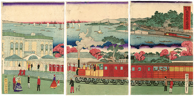 KunimasaⅣ “Shinbashi, Tokyo Railway Prosperity and Takanawa Background”
