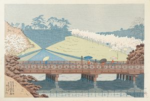 Asano Takeji / Famous Places of Tokyo / Benkei-bashi in the spring rain