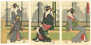 Eizan / Three Elegant Women Enjoying The Evening Cool 【Reproduction】 [風流夕涼三美人 【復刻版】]