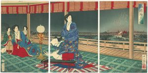Yasuji,Tankei / Fireworks at Ryogoku [両国煙火図]