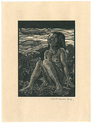 Wakuta Toshiyuki “Ex Libris / Girl and Fishes”