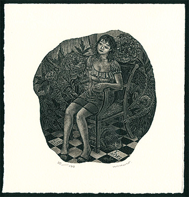 Wakuta Toshiyuki “Ex Libris / Girl on Chair IV”