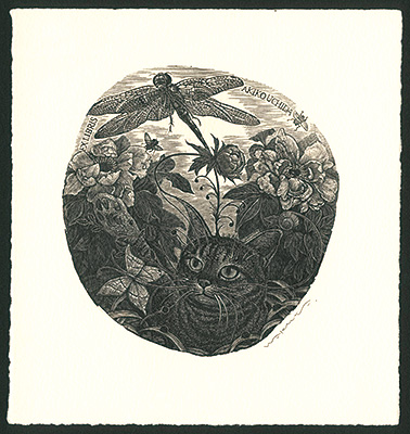 Wakuta Toshiyuki “Ex Libris / Cat & Anax Parthenope ”