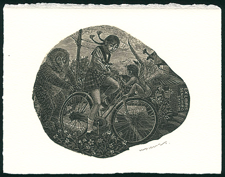 Wakuta Toshiyuki “Ex Libris / Girl on Bicycle II”