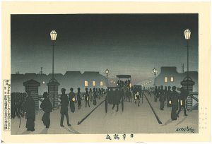 Kiyochika / Pictures of Famous Places in Tokyo / Night at Nihombashi Bridge 【Reproduction】 [東京名所図　日本橋夜【復刻版】]