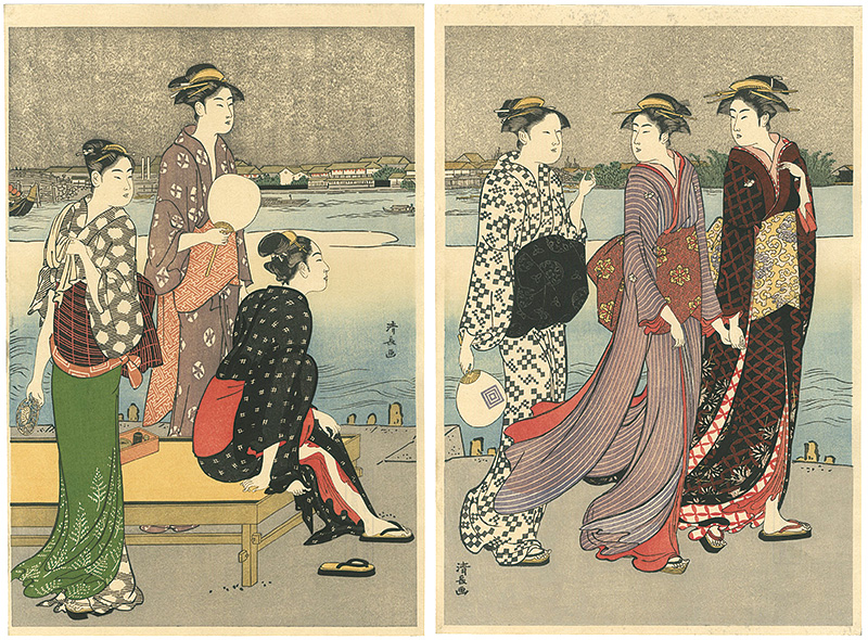 Kiyonaga “Enjoying the Evening Cool on the Banks of the Sumida River 【Reproduction】	”