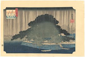 Hiroshige I / 8 Views of Omi / Night Rain at Karasaki 【Reproduction】	 [近江八景　唐崎夜雨　【復刻版】]