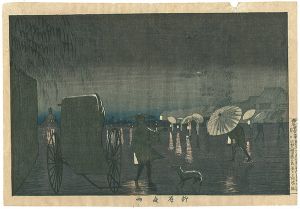 Kiyochika / Pictures of Famous Places in Tokyo / Night Rain at Yanagihara [東京名所図　柳原夜雨]