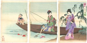 Chikanobu / Garden of a Willow tree. [姫柳庭の涼風]