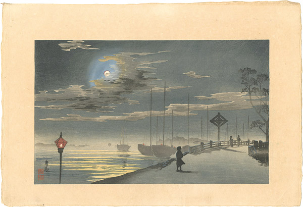 Kiyochika “ Moon on A Chilly Night at Akashicho, Tsukiji ”