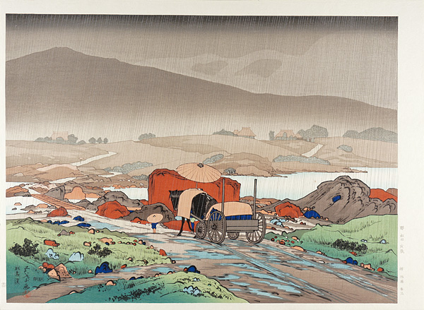 Hashiguchi Goyo “Rain at Yabakei Valley, Kyushu【Reproduction】	”