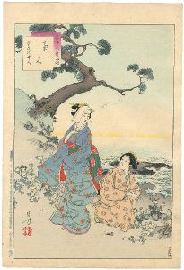 Toshikata / 36 Elegant Selections - Chrysanthemum Viewing / Women of the Kanpo Era [三十六佳撰　菊見　寛保頃婦人]