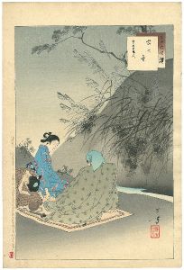 Toshikata / 36 Elegant Selections - Singing of Insects / Women of the Kanen Era [三十六佳撰　虫の音　寛延頃婦人]