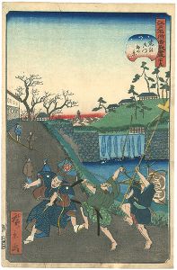 Hirokage / Comical Views of Famous Places in Edo / the Scenery Outside of Toranomon [江戸名所道戯尽 三十九　虎の御門外の景]