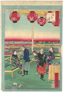 Ikkei / 36 Humorous Views of Tokyo / Atago Hill [東京名所三十六戯撰　あ多古山]
