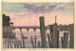 Kiyochika / Pictures of Famous Places in Tokyo / Senbonkui (1000 Poles) and Ryogokubashi Bridge  [東京名所図　千ばんくい両国橋]