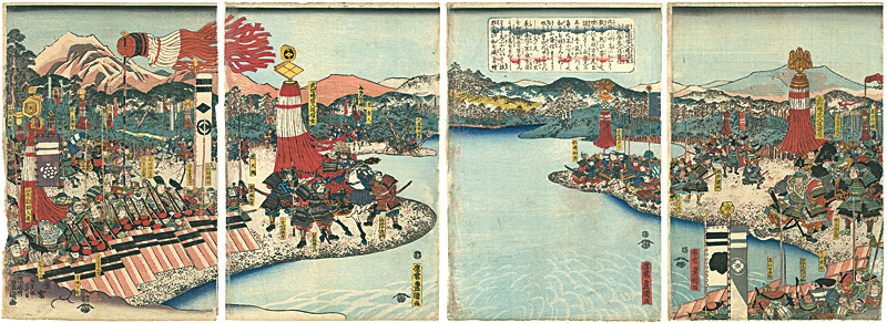 Toyokuni III “Generals of Takeda Shingen and Uesugi Kenshin Carried Out Peace Negotiations at Chikuma River”