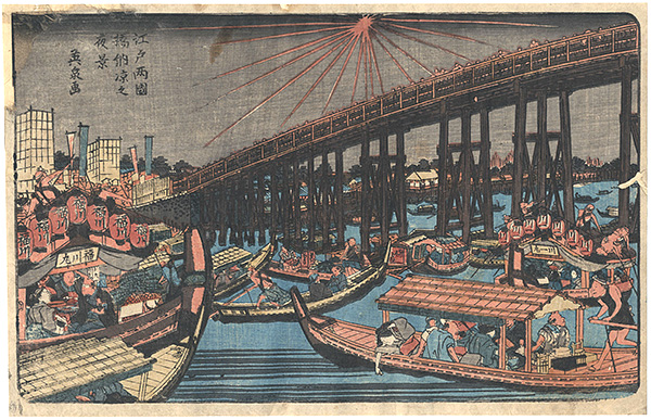 Eisen “View of an Evening Cooling Off at the Ryogoku Bridge, Edo”