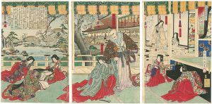Chikanobu / 彫画共進会之内　盛衰記西八條別館之図 [彫画共進会之内　盛衰記西八條別館之図]