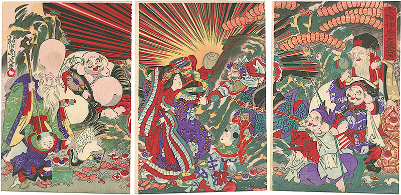 Chikanobu “七福神岩戸遊之図”