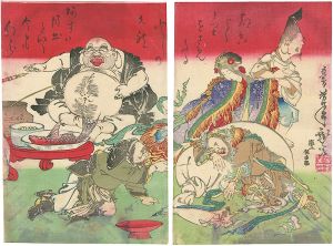 Yoshitoshi / 7 Lucky Gods [七福神酒宴之図]