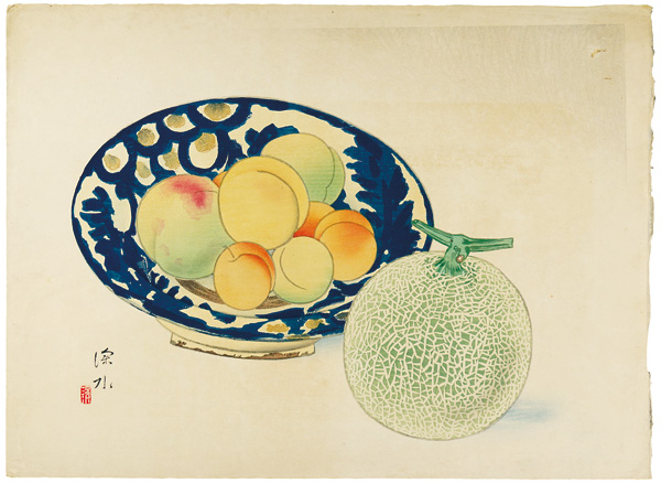 Ito Shinsui “3 images of Still Life / Melon and Peaches”