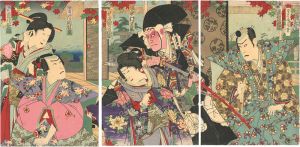 Kunichika / Kabuki Actors Prints / Karukaya Doshin-Tsukushi no Iezuto, Imori-zake [芝居絵　苅萱桑門筑紫車榮 守宮酒]