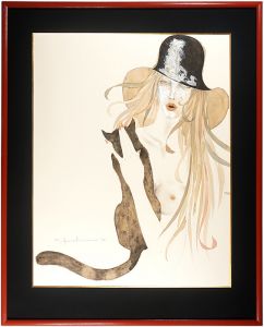 Yonekura Masakane / Woman embrace a black cat