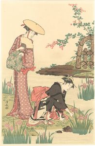 Kiyonaga / By an Iris Pond【Reproduction】  [菖蒲の池【復刻版】※右図]
