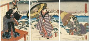 Toyokuni III / Sumida River in Snow [雪景色隅田眺望]