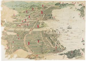 一徳斎高清 / Bird's Eye View of Hakata, Fukuoka [福岡博多鳥瞰図]