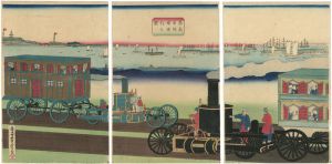 Yoshitora / Illustration of Steam Locomotive [蒸気車陸道通行之図]