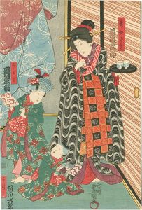 Toyokuni III / Kabuki Actors Prints : Akegarasu  Hana ni Nureginu [明烏花濡衣 ]