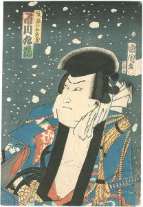 Kunichika / Actor Ichikawa Kuzo III as Chohi no Gorozo, from the Pentaptych Powerful Actors in a Snowstorm of Blossoms [花吹雪強勢乃俳優　張飛の五郎蔵 市川九蔵]